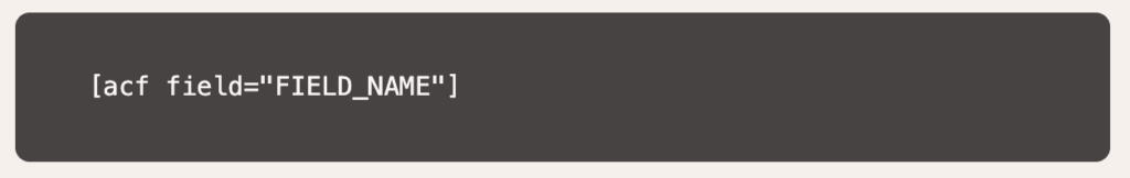 Advanced custom fields  - short code